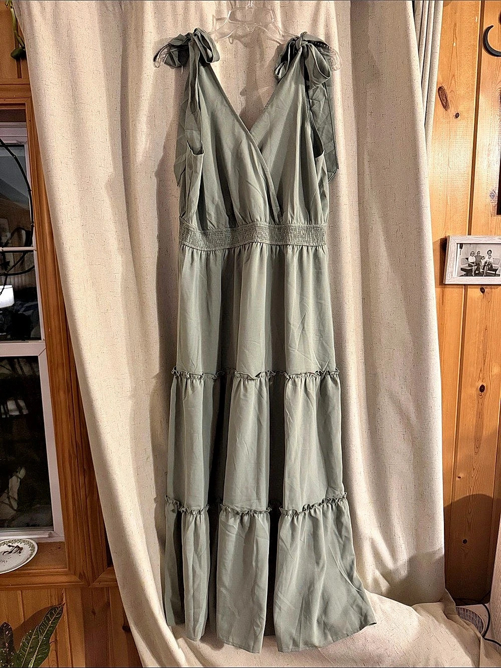 Fashion Tiered Maxi Dress in Green Size XL Like New